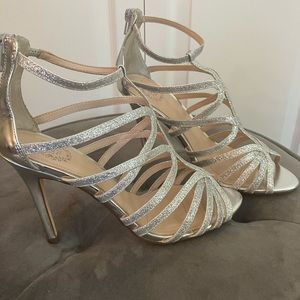 I Miller Silver Glitter Strappy Heel-Size 7.5